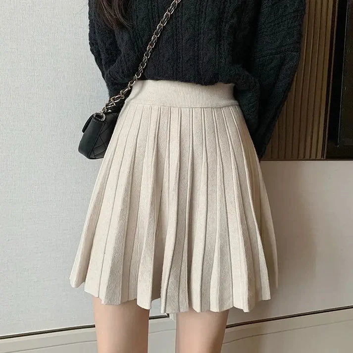 High Waist Knitted Mini Skirt for Women