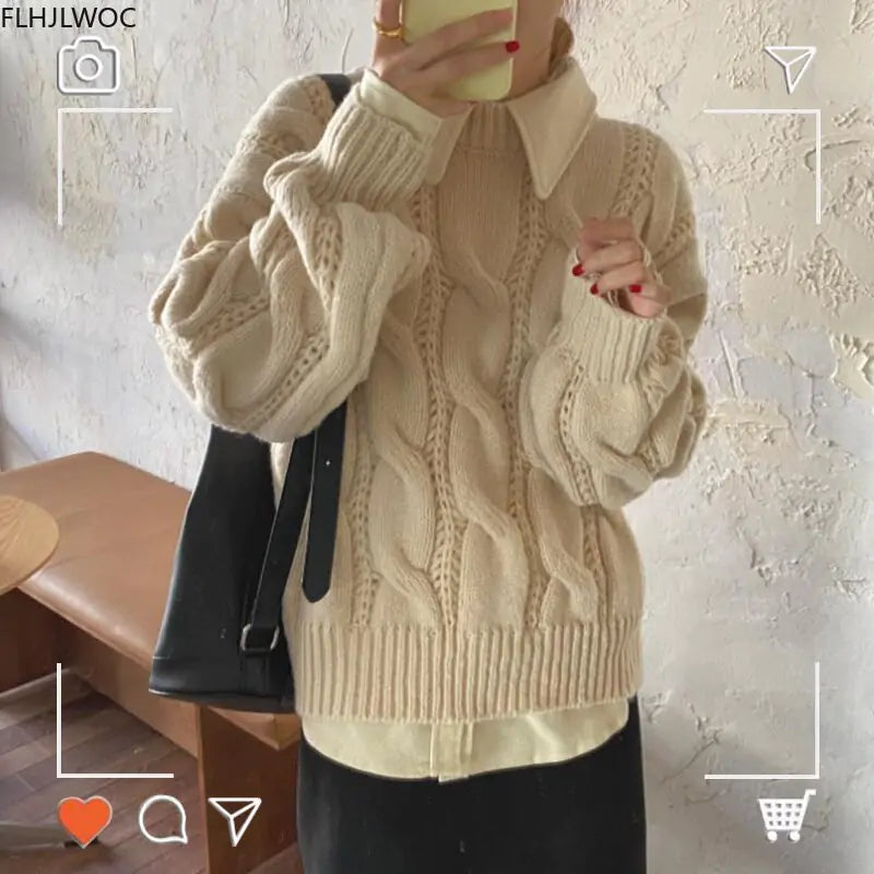 Women Fashion Knitted Pullovers Sweaters